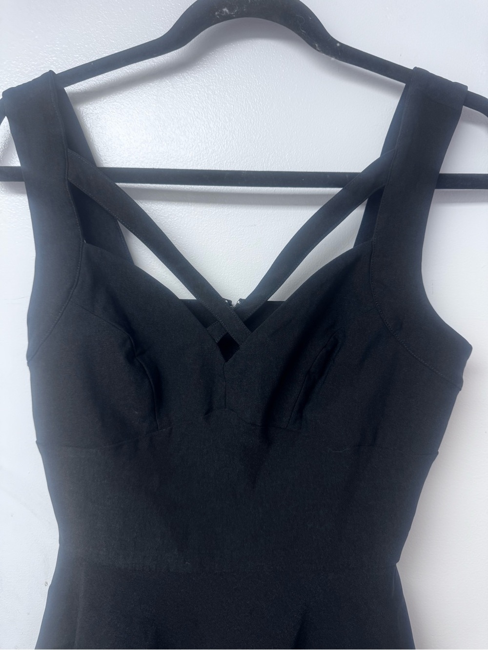 Voodoo Vixen Black Fit & Flare Swing Dress Criss Cross Strap Retro Pin Up Small - Picture 5 of 12